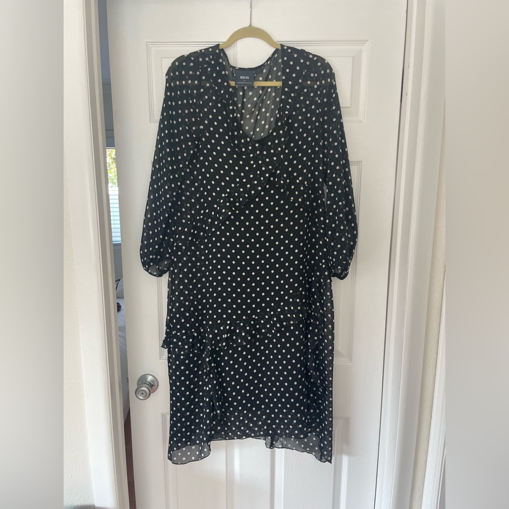 Anthropologie Black and White Tiered Ruffled Sundress